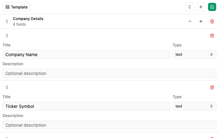 Custom field schema editor